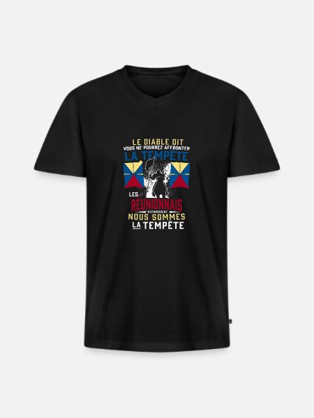 Réunionnais Tempête - T-shirt encolure en V Premium bio Homme - noir