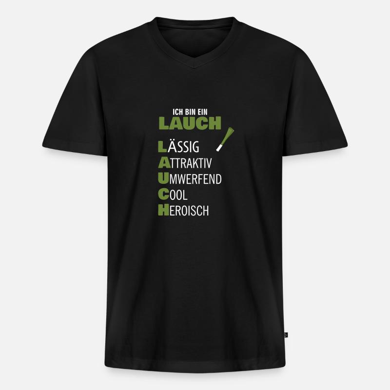 Lauch - Männer Premium Bio T-Shirt mit V-Ausschnitt - Schwarz