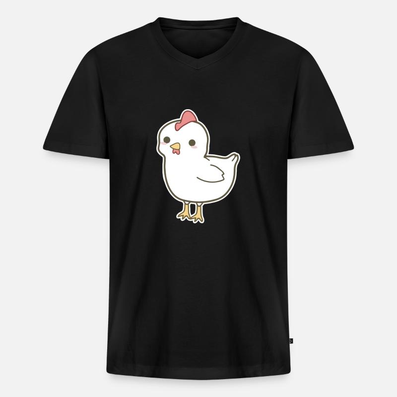 Huhn - Männer Premium Bio T-Shirt mit V-Ausschnitt - Schwarz