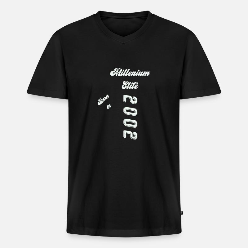 2002 - Männer Premium Bio T-Shirt mit V-Ausschnitt - Schwarz