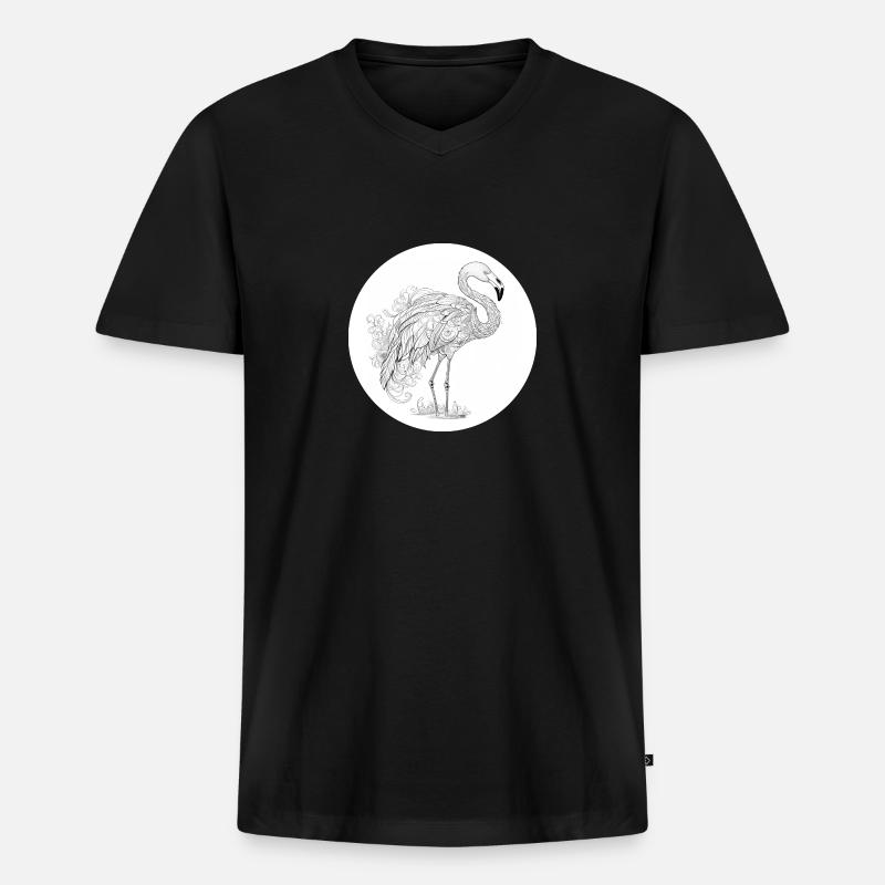 Flamingo - Männer Premium Bio T-Shirt mit V-Ausschnitt - Schwarz