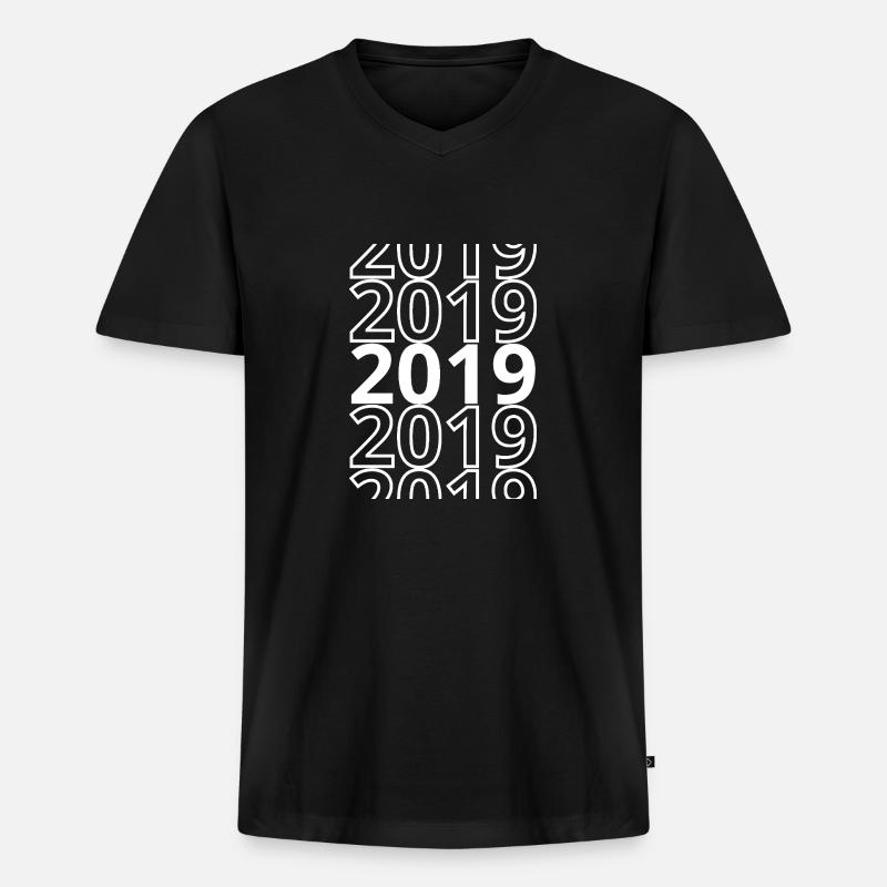 2019 2019 2019 - Männer Premium Bio T-Shirt mit V-Ausschnitt - Schwarz