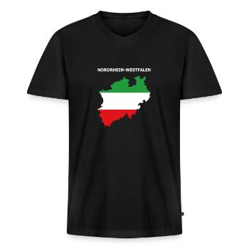 Nordrhein Westfalen Flagge Bundesland Umriss NRW - Männer Premium Bio T-Shirt mit V-Ausschnitt - Schwarz - Vorne - Nico (187cm)