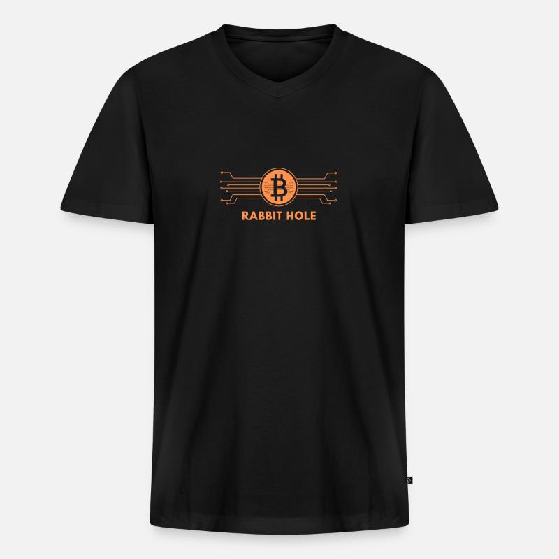 Bitcoin Rabbit Hole - Männer Premium Bio T-Shirt mit V-Ausschnitt - Schwarz