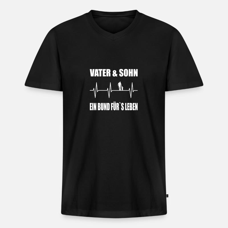 Papa - Männer Premium Bio T-Shirt mit V-Ausschnitt - Schwarz