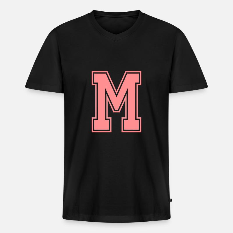 Buchstabe M - Männer Premium Bio T-Shirt mit V-Ausschnitt - Schwarz