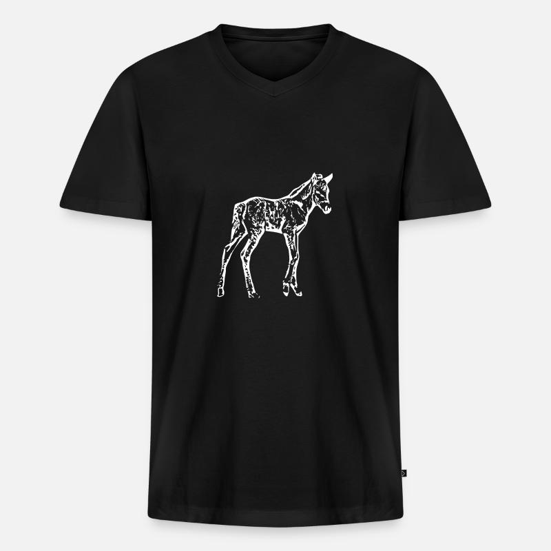 Pferd - Männer Premium Bio T-Shirt mit V-Ausschnitt - Schwarz