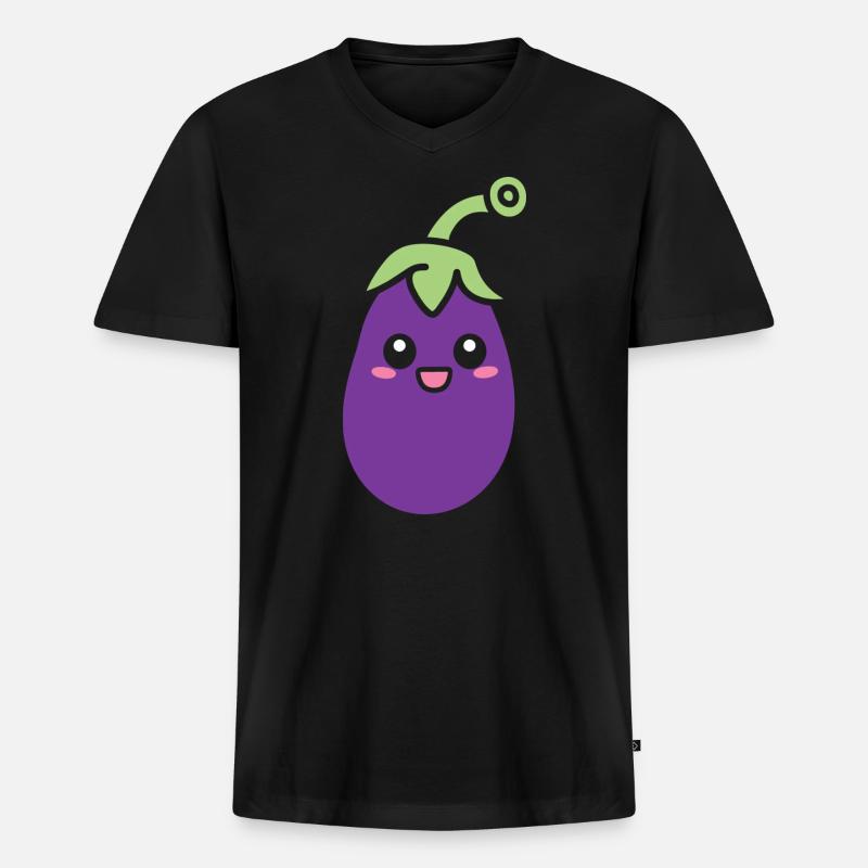 Aubergine - Männer Premium Bio T-Shirt mit V-Ausschnitt - Schwarz