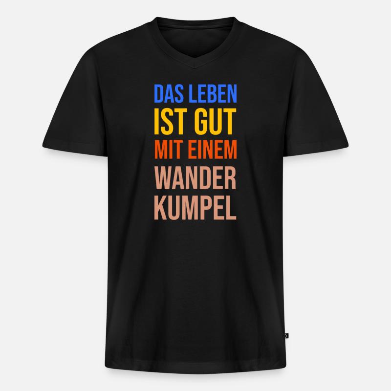 Wandern Statement Bergwanderung Wanderer Klettern - Männer Premium Bio T-Shirt mit V-Ausschnitt - Schwarz