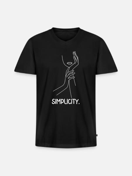 One Line Frau - Männer Premium Bio T-Shirt mit V-Ausschnitt - Schwarz