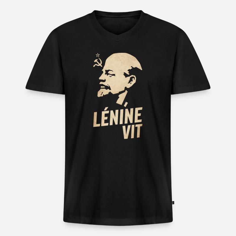 Lenin lebt - Männer Premium Bio T-Shirt mit V-Ausschnitt - Schwarz