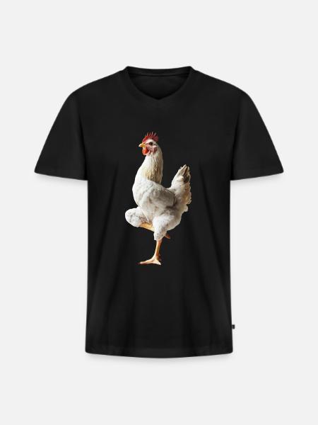 Huhn - Männer Premium Bio T-Shirt mit V-Ausschnitt - Schwarz