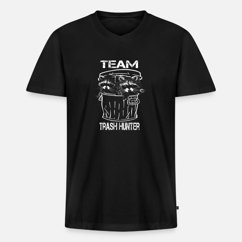 Team trash hunter - Männer Premium Bio T-Shirt mit V-Ausschnitt - Schwarz