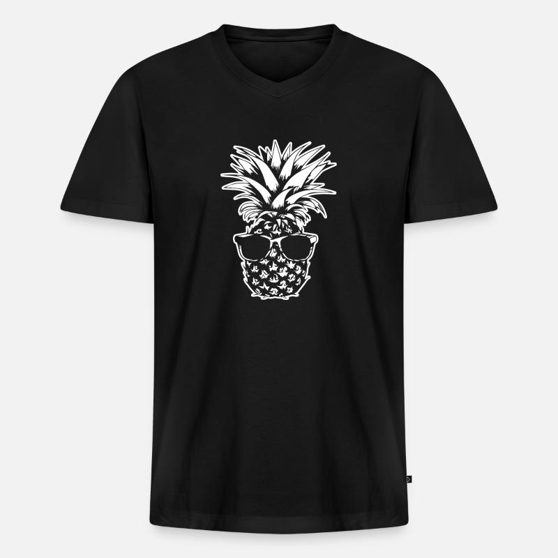 Ananas - Männer Premium Bio T-Shirt mit V-Ausschnitt - Schwarz