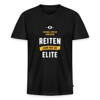 Reiten kann nur die Elite Lustige Pferde Sprüche - Männer Premium Bio T-Shirt mit V-Ausschnitt - Schwarz - Vorne - Nico (187cm)