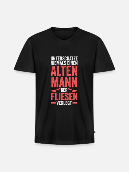 Fliesenleger Beruf Fliesen Geschenk - Männer Premium Bio T-Shirt mit V-Ausschnitt - Schwarz