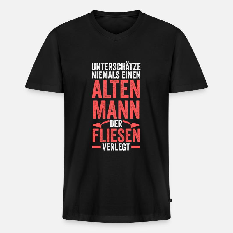 Fliesenleger Beruf Fliesen Geschenk - Männer Premium Bio T-Shirt mit V-Ausschnitt - Schwarz