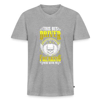 Transport professionnel en bus - T-shirt encolure en V Premium bio Homme - gris chiné - Devant