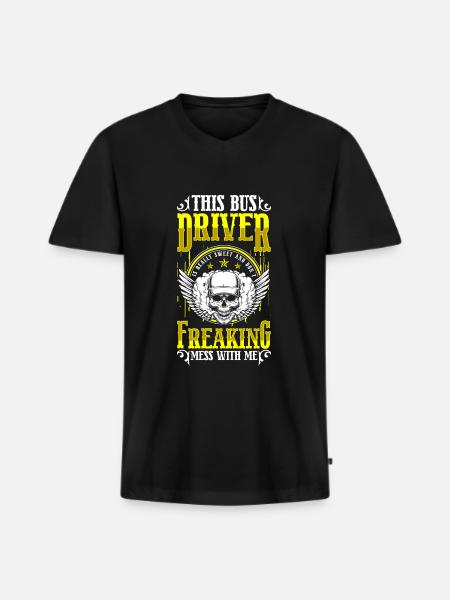 Bus profession transport - Men's Premium Organic T-shirt with V-neck - black