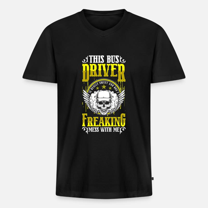 Bus beruf transport - Männer Premium Bio T-Shirt mit V-Ausschnitt - Schwarz