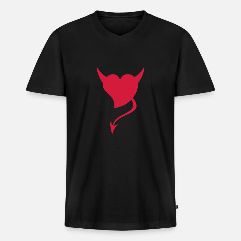 Devil Heart - Men's Premium Organic T-shirt with V-neck - black
