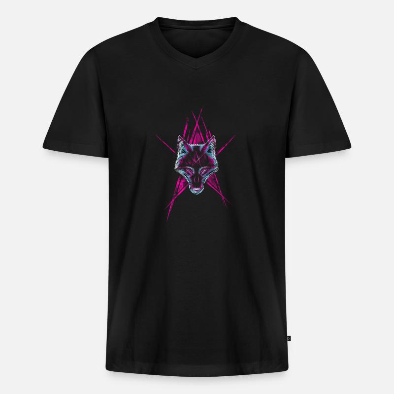 WolfStar - Männer Premium Bio T-Shirt mit V-Ausschnitt - Schwarz
