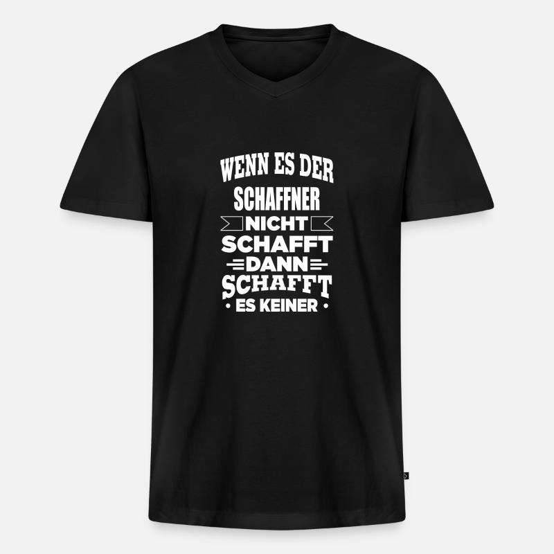 SCHAFFNER - Männer Premium Bio T-Shirt mit V-Ausschnitt - Schwarz