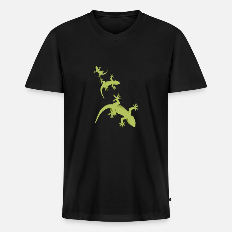 echsen - Männer Premium Bio T-Shirt mit V-Ausschnitt - Schwarz
