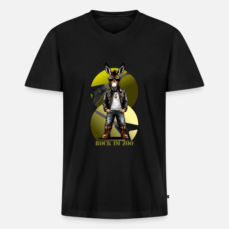 Rock 'n' Roll Esel - Männer Premium Bio T-Shirt mit V-Ausschnitt - Schwarz