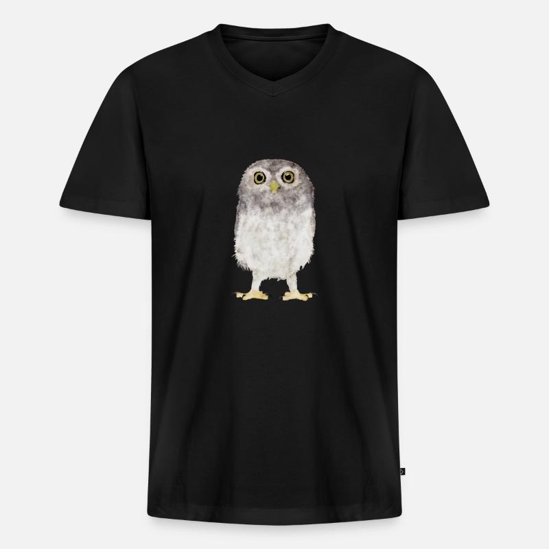 Eule - Männer Premium Bio T-Shirt mit V-Ausschnitt - Schwarz