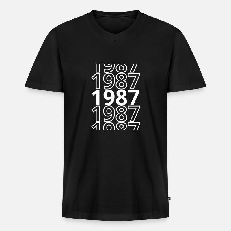 1987 1987 1987 - Männer Premium Bio T-Shirt mit V-Ausschnitt - Schwarz