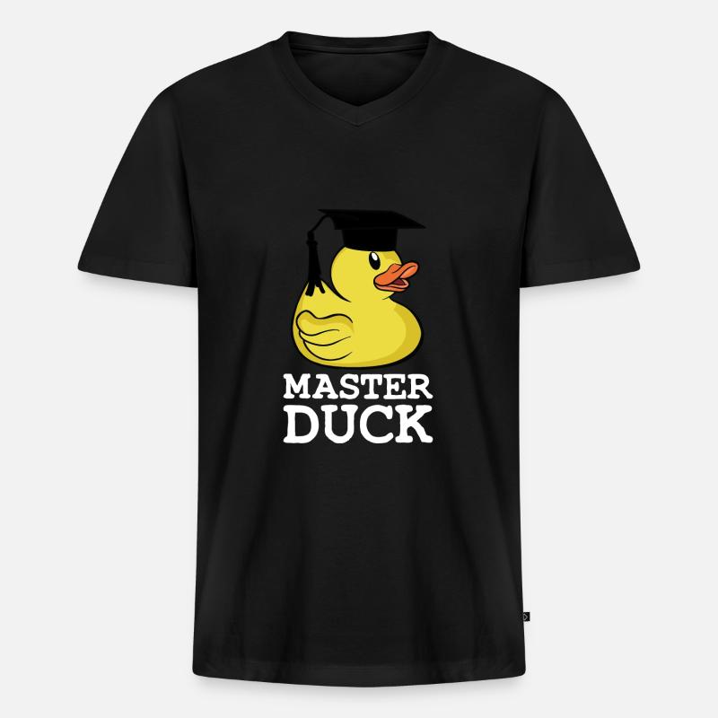 Master Duck Student Masterabschluss Spruch - Männer Premium Bio T-Shirt mit V-Ausschnitt - Schwarz