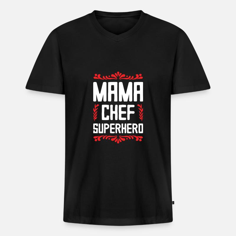 Mama Chef Superheld Mutter - Männer Premium Bio T-Shirt mit V-Ausschnitt - Schwarz