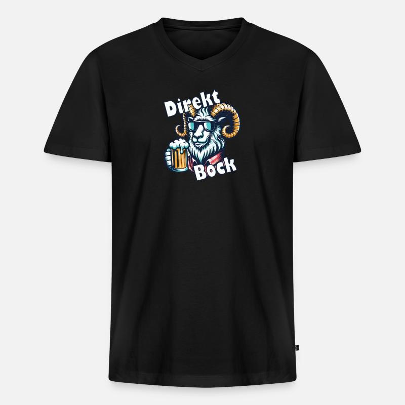 Direkt Bock - Männer Premium Bio T-Shirt mit V-Ausschnitt - Schwarz