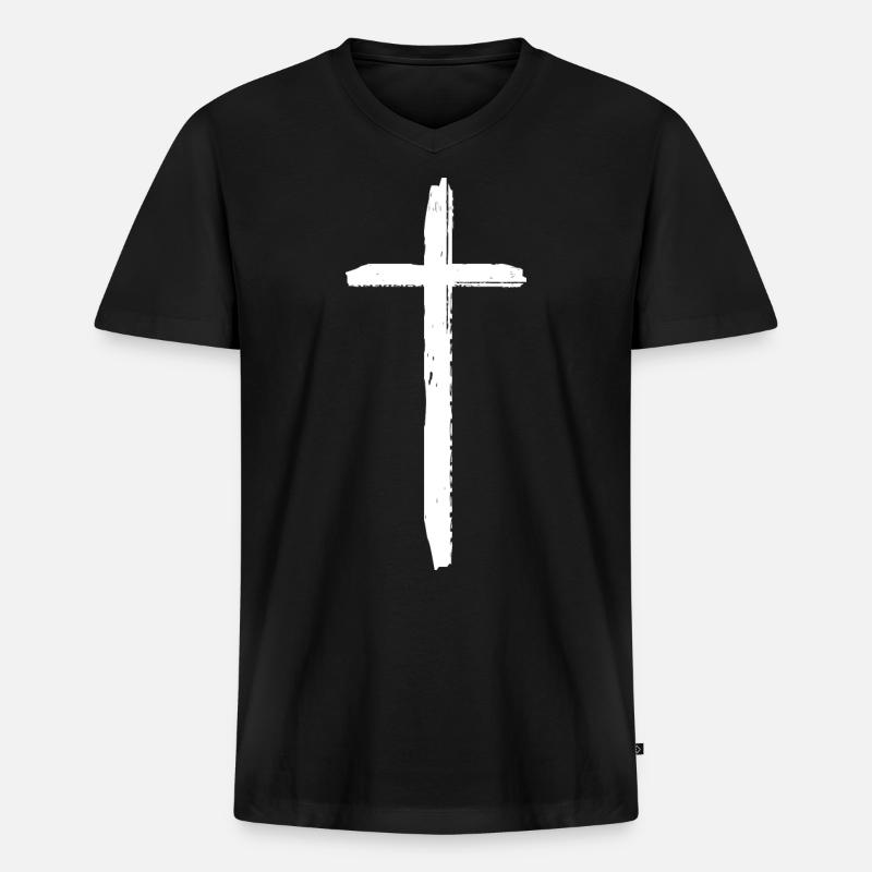 kreuz - Männer Premium Bio T-Shirt mit V-Ausschnitt - Schwarz