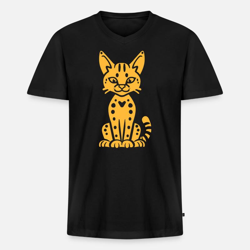 Serval - Männer Premium Bio T-Shirt mit V-Ausschnitt - Schwarz