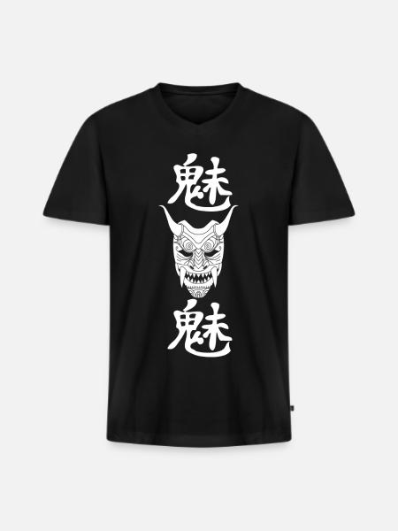 Manga white demon - Men's Premium Organic T-shirt with V-neck - black