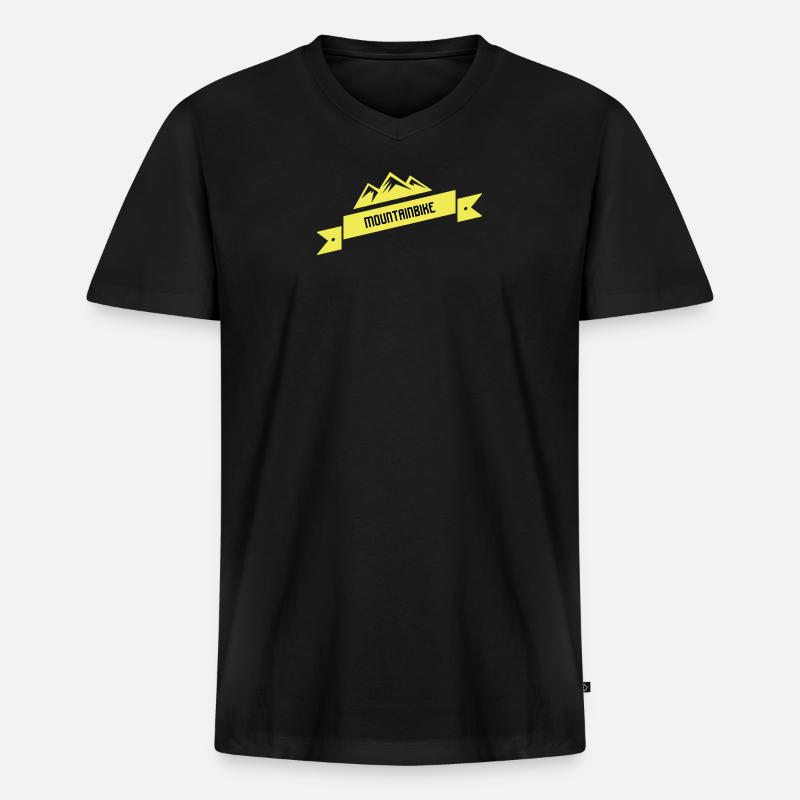 Mountainbiking - Männer Premium Bio T-Shirt mit V-Ausschnitt - Schwarz
