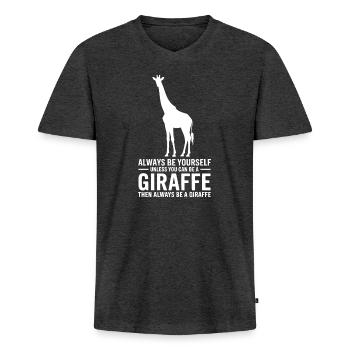 Dynastiques de girafe Girafe Drôle de cadeau de girafe - T-shirt encolure en V Premium bio Homme - anthracite chiné - Devant - Nico (187cm)