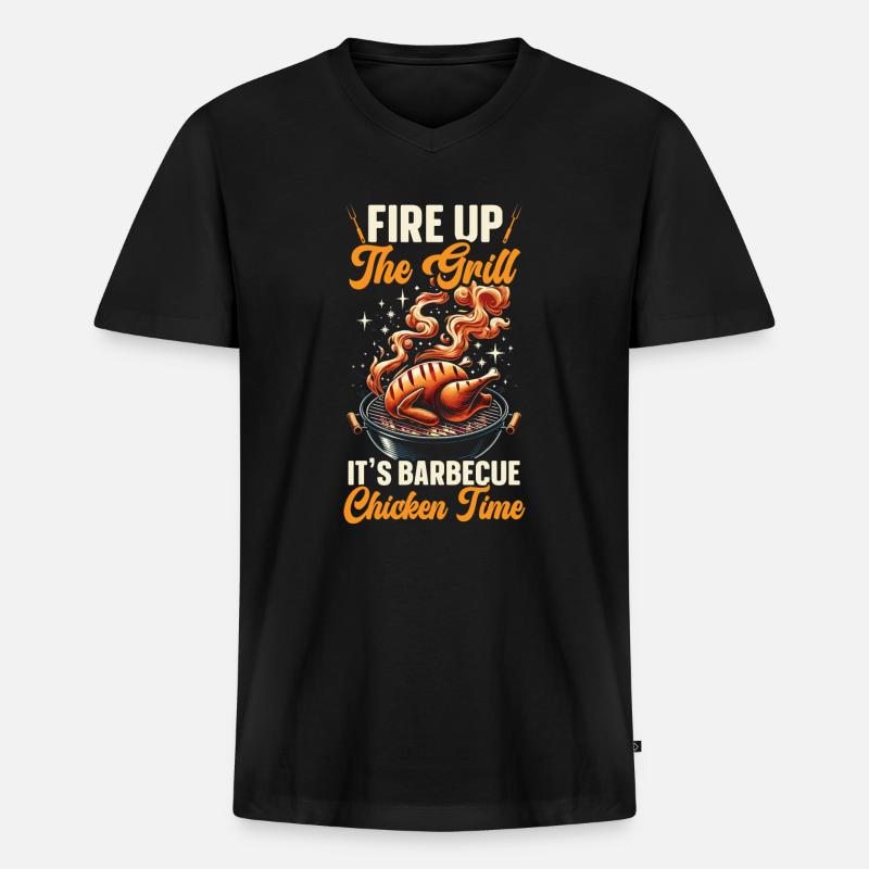 Chicken Barbecue Barbeque Grillen Bbq - Männer Premium Bio T-Shirt mit V-Ausschnitt - Schwarz