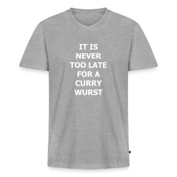 currywurst - Männer Premium Bio T-Shirt mit V-Ausschnitt - Grau meliert - Vorne