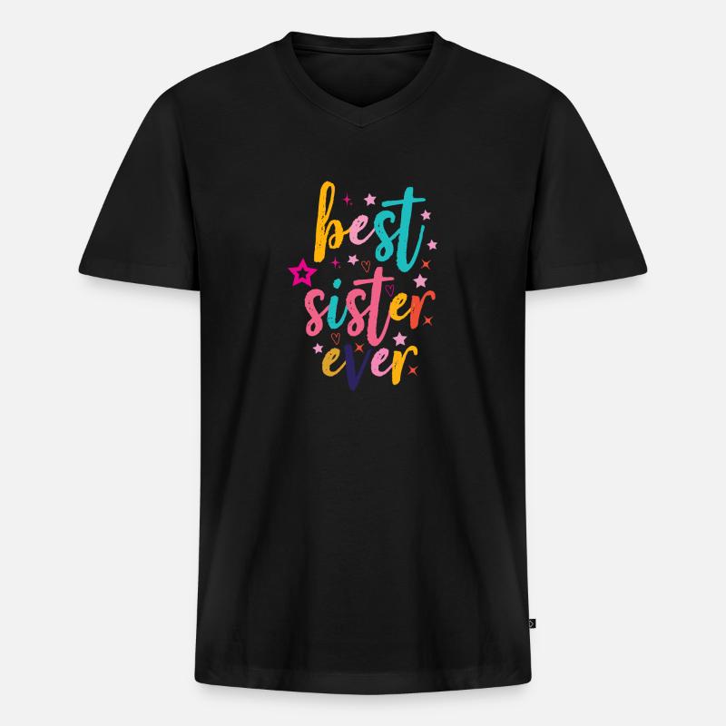 Beste Schwester - Männer Premium Bio T-Shirt mit V-Ausschnitt - Schwarz