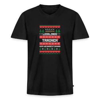 Lieblings Trainer des Weihnachtsmanns - Männer Premium Bio T-Shirt mit V-Ausschnitt - Schwarz - Vorne - Nico (187cm)