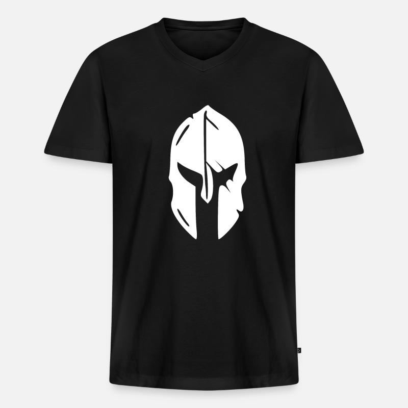 Spartaner - Design - Männer Premium Bio T-Shirt mit V-Ausschnitt - Schwarz