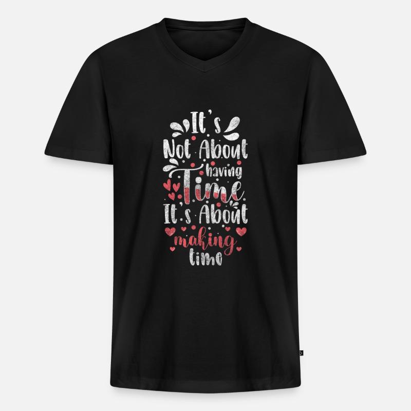 Uhr Zeichen Zeitlos Zeitreise - Männer Premium Bio T-Shirt mit V-Ausschnitt - Schwarz