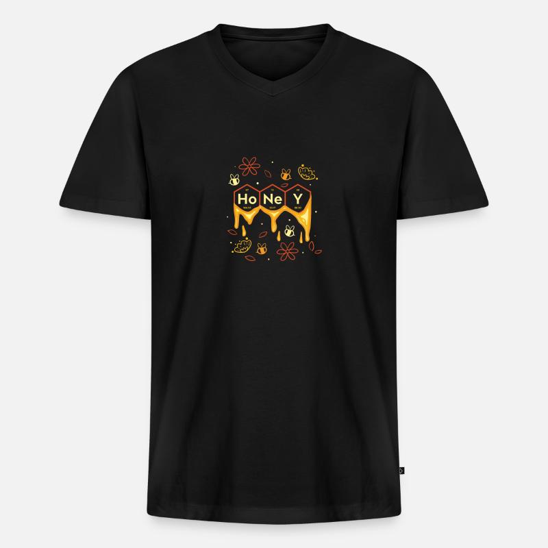 Honey Periodic Table Elements - Männer Premium Bio T-Shirt mit V-Ausschnitt - Schwarz