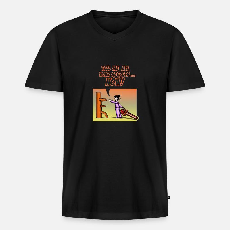 chainsaw 2016 multicol - Männer Premium Bio T-Shirt mit V-Ausschnitt - Schwarz