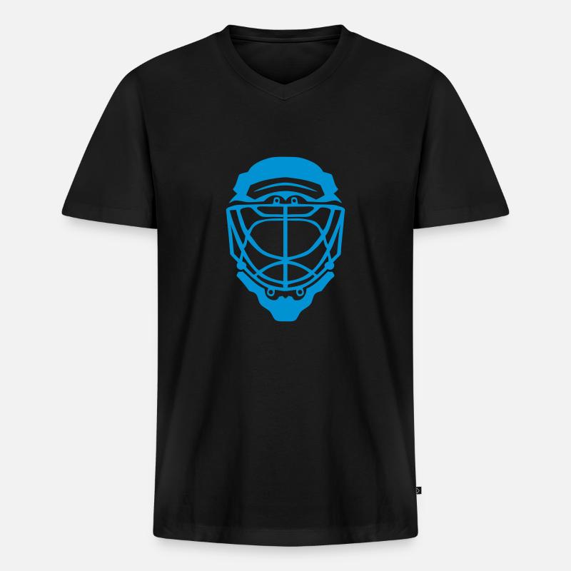 Helm Eishockey Torwart - Männer Premium Bio T-Shirt mit V-Ausschnitt - Schwarz