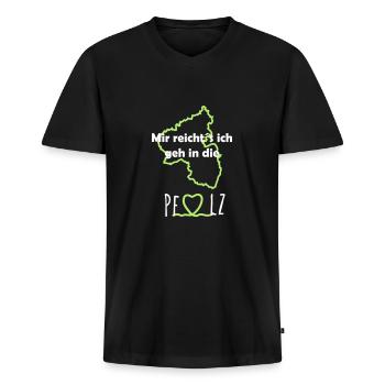 Mir reichts ich geh in die Pfalz - Männer Premium Bio T-Shirt mit V-Ausschnitt - Schwarz - Vorne - Nico (187cm)