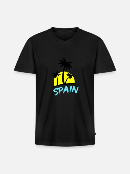 spain - Männer Premium Bio T-Shirt mit V-Ausschnitt - Schwarz